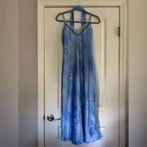 Private Luxuries Elegant Blue Floral Slip Dress Size Medium